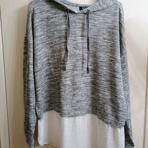 Heather Gray and White Cowl Neck Hoodie